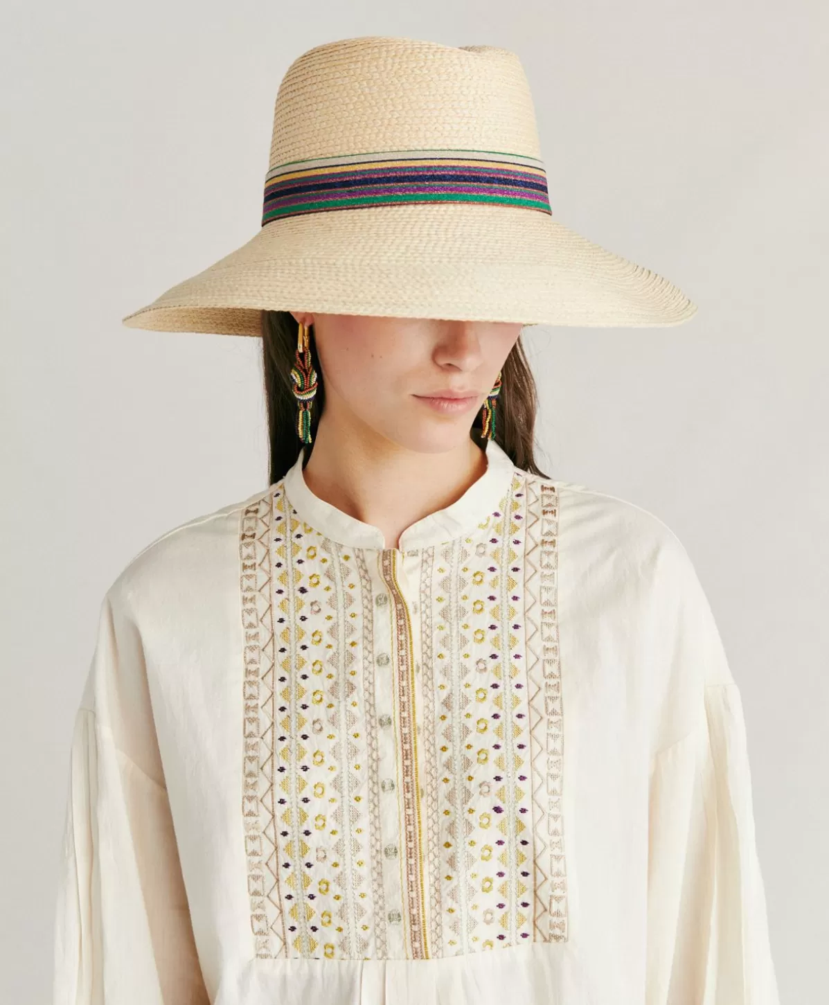 Bluse E Camicie-Momonì Blusa Raphael Con Voile Di Cotone Ricamato - Panna
