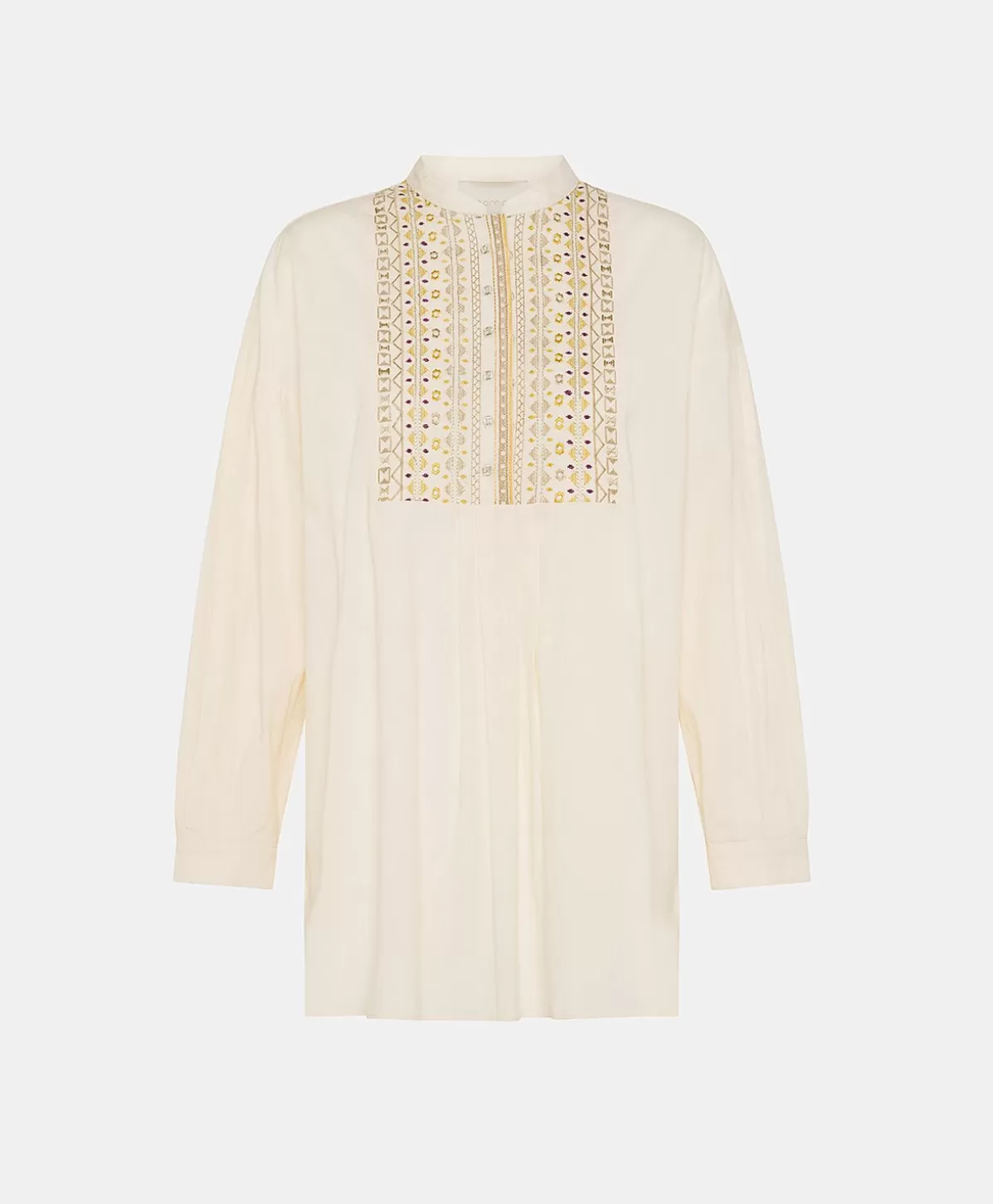 Bluse E Camicie-Momonì Blusa Raphael Con Voile Di Cotone Ricamato - Panna
