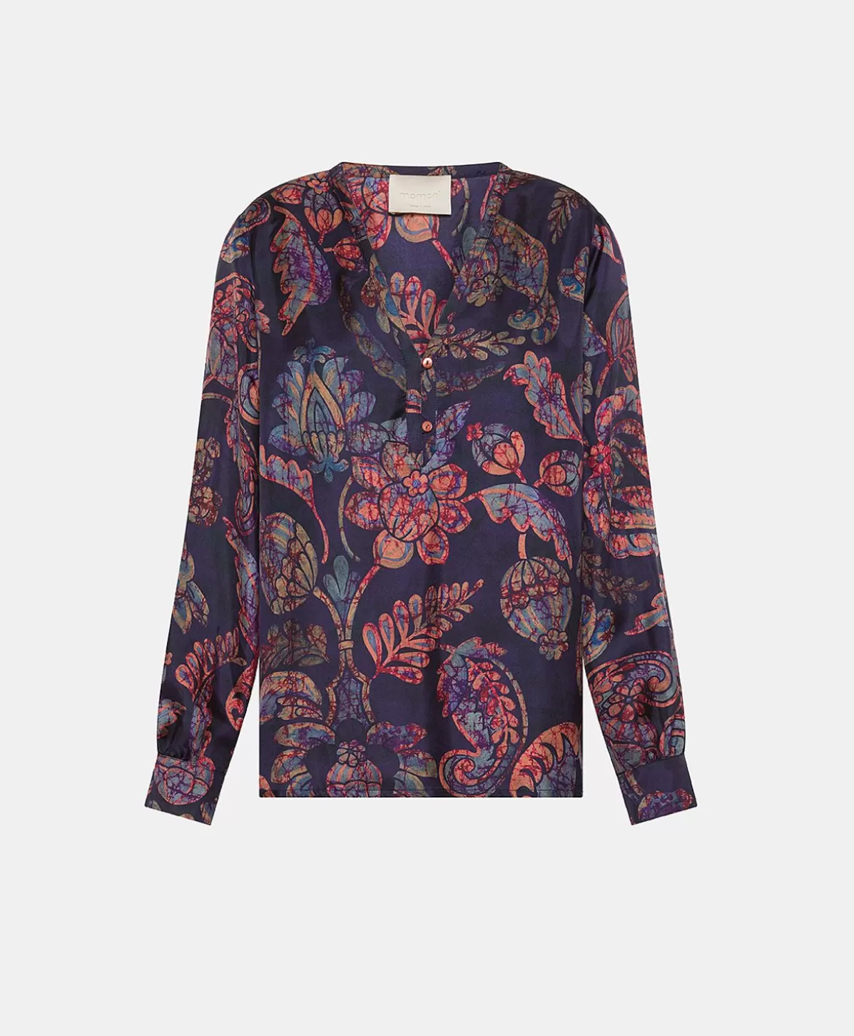 Completi E Talleur-Momonì Blusa Torret In Twill Di Seta - Blu Notte Multicolor