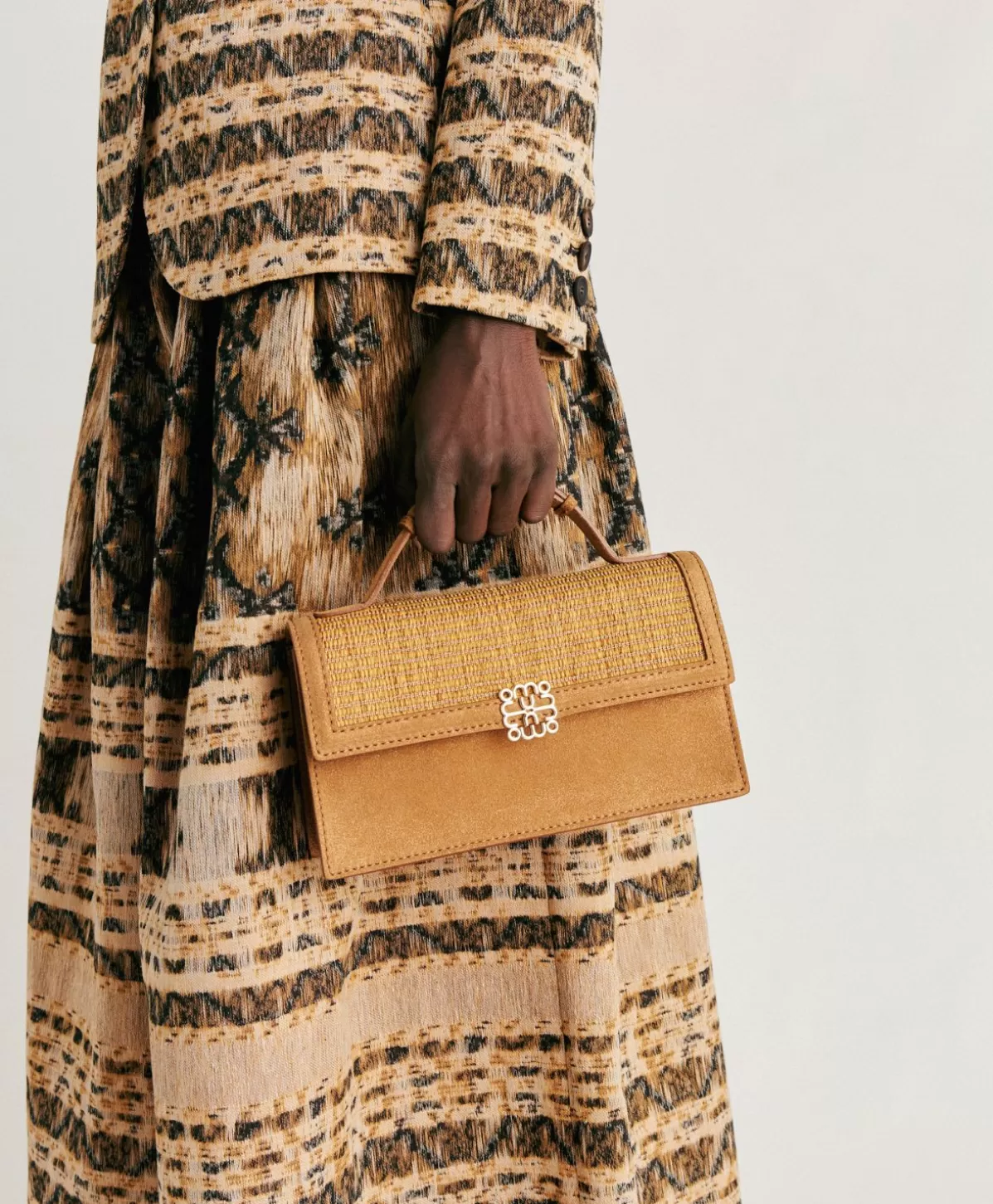 Borse E Pochette-Momonì Borsa A Tracolla Sophie In Pelle Lame' E Raffia - Caramello