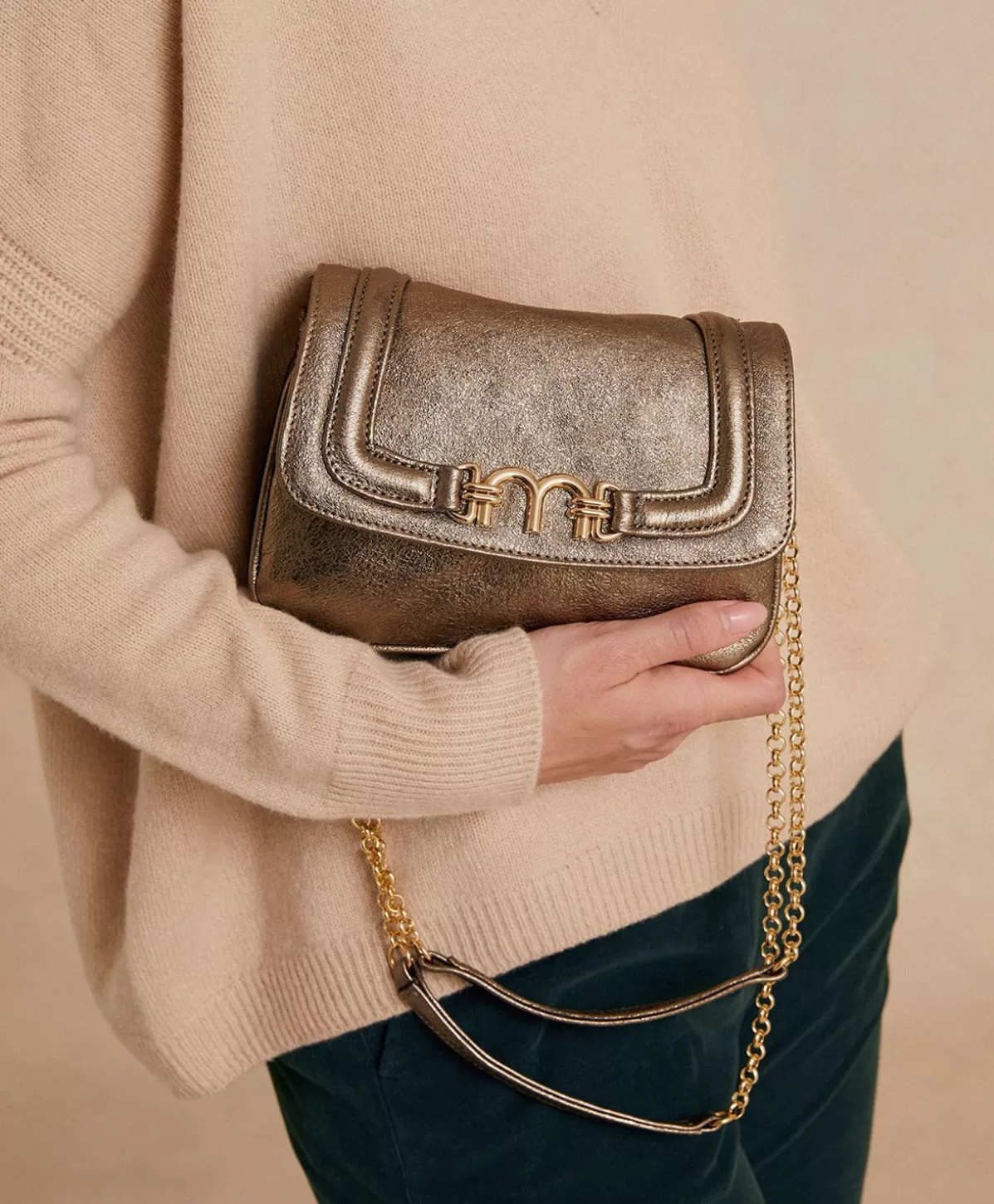 Borse E Pochette-Momonì Borsa Mimi Flore In Pelle Laminata - Canna Fucile