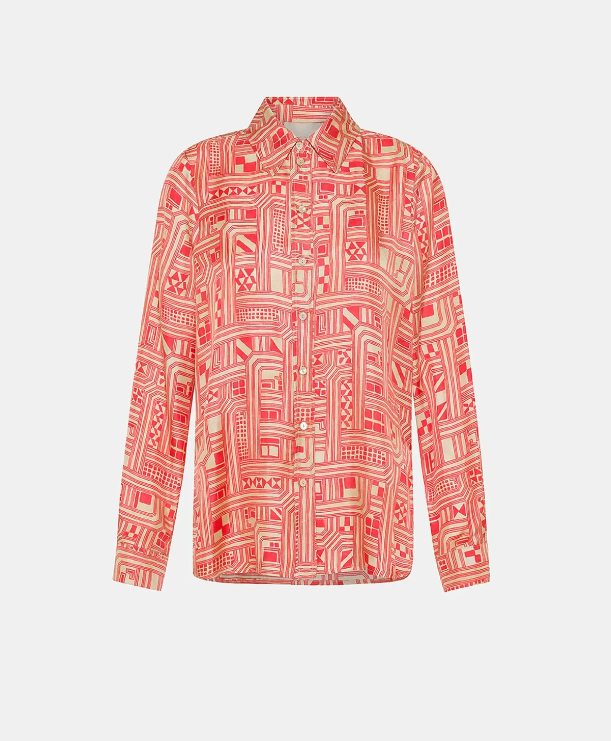 Completi E Talleur-Momonì Camicia Arles In Twill Di Seta - Beige/ Corallo