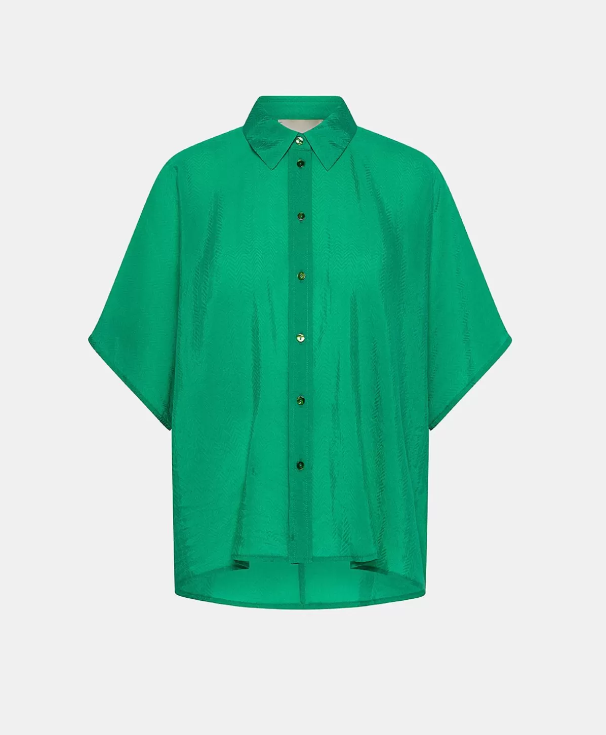 Bluse E Camicie-Momonì Camicia Brooklyn In Cupro Jacquard - Smeraldo