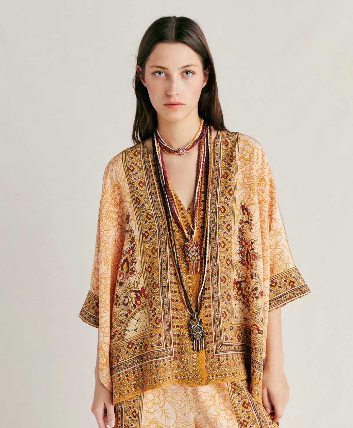 Bluse E Camicie-Momonì Camicia Ray In Crepe De Chine - Bruciato/Multicolor