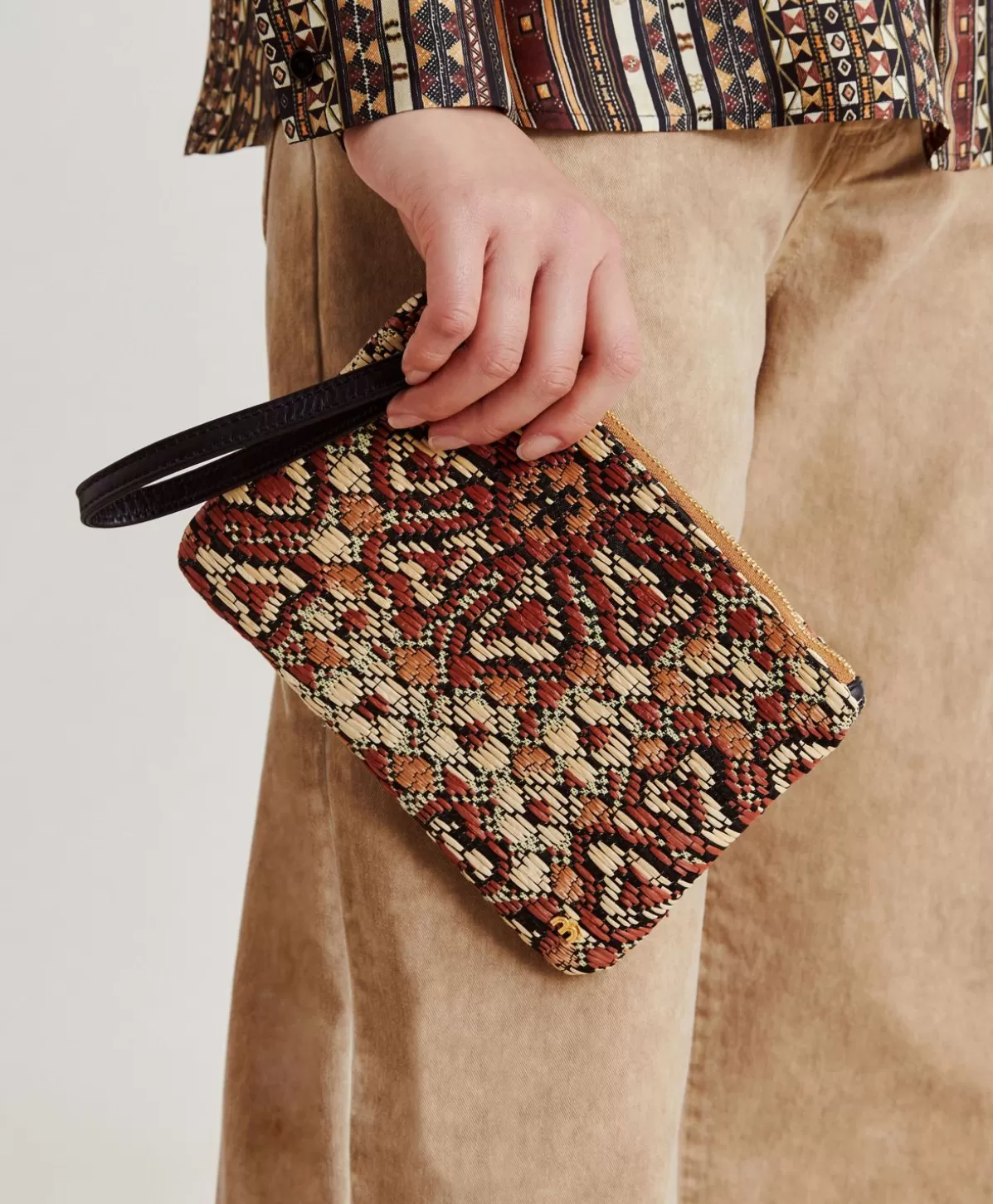Borse E Pochette-Momonì Clutch Fragua Con Intreccio - Nero Multicolor