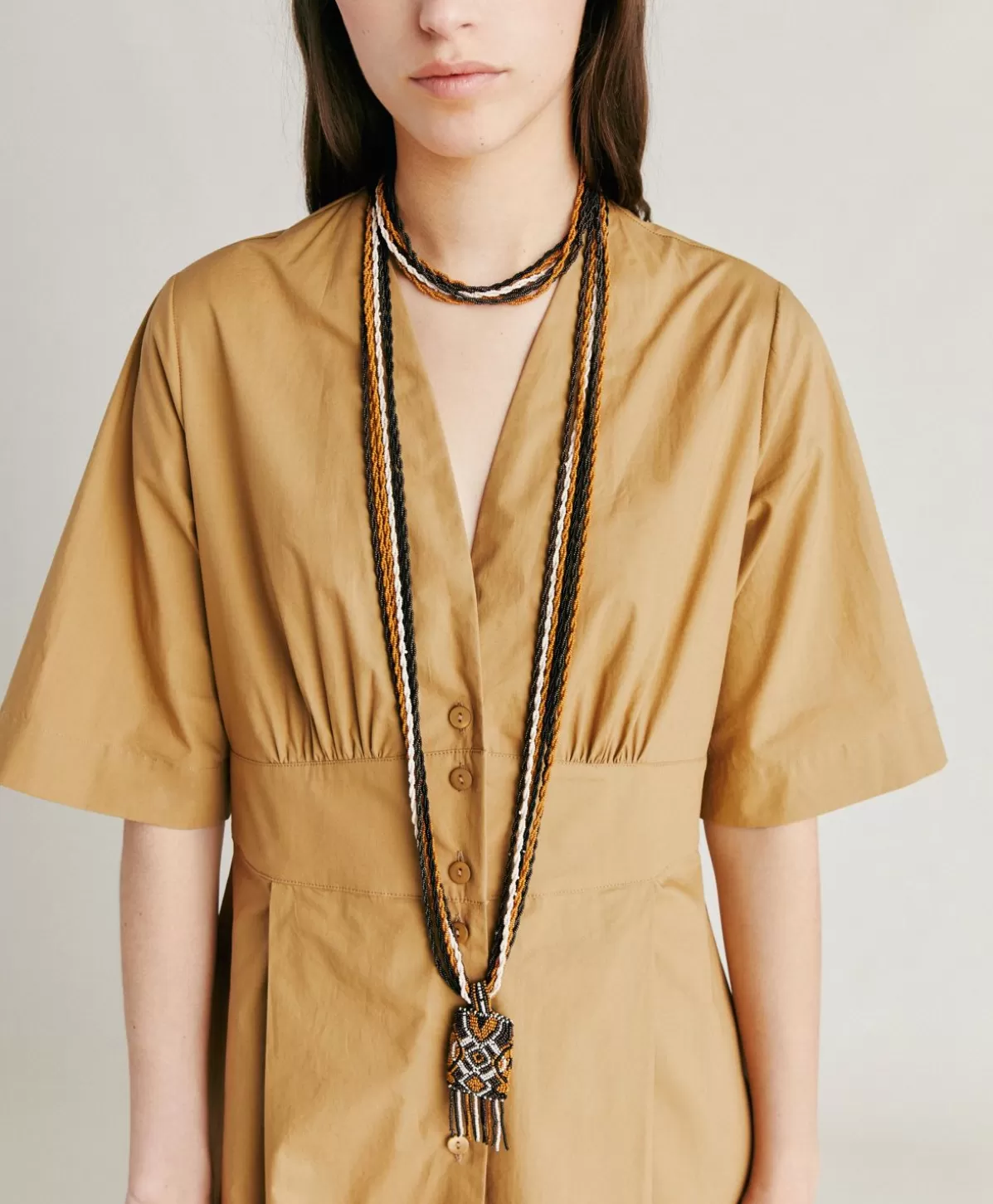 Bijoux-Momonì Collana Vidrier Con Perline - Cacao Multicolor