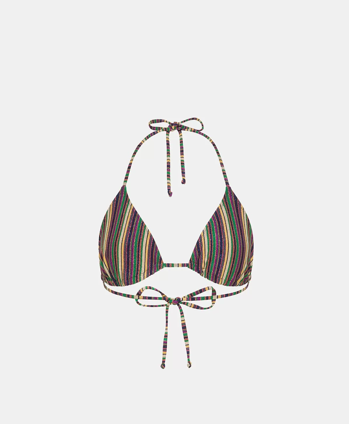 Costumi Da Bagno-Momonì Costume Marine A Triangolo In Jersey Lurex A Righe - Multicolor Verde