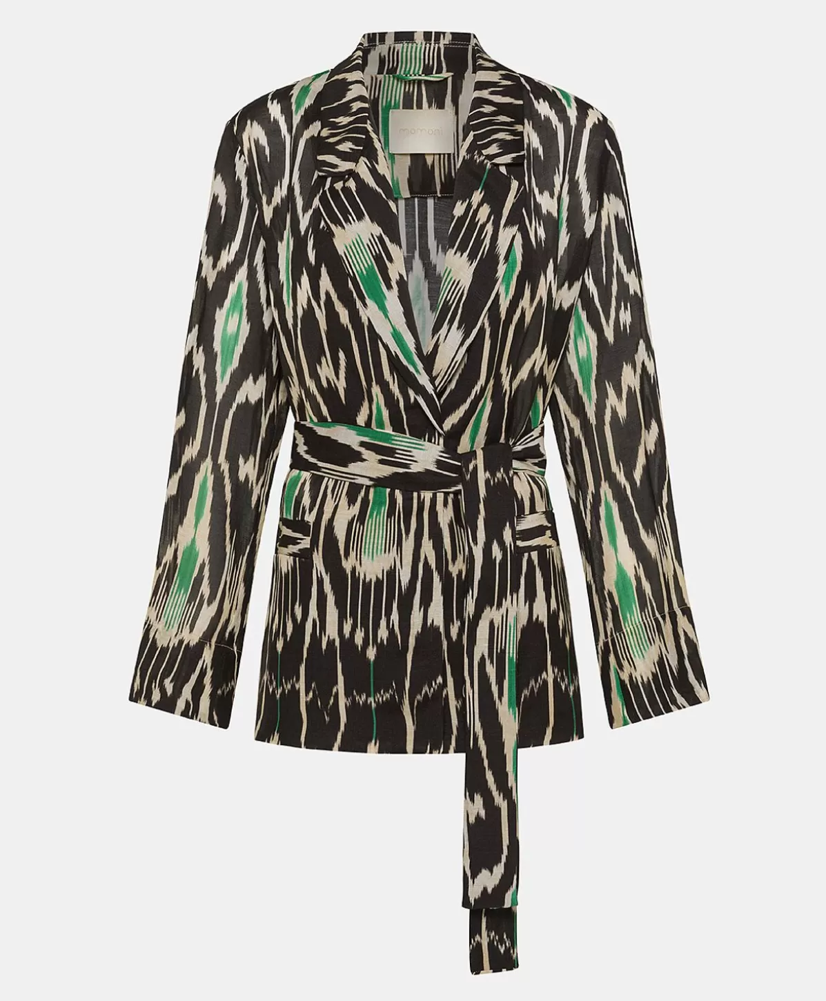 Giacche-Momonì Giacca Cristal In Viscosa Lino - Nero Multicolor