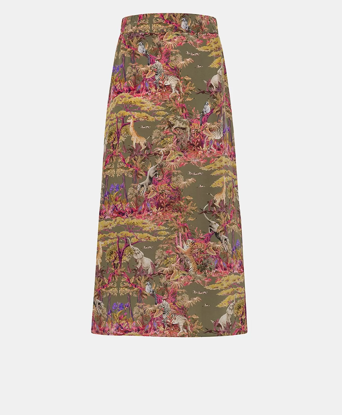 Gonne-Momonì Gonna Olla In Crepe De Chine - Oliva Multicolor