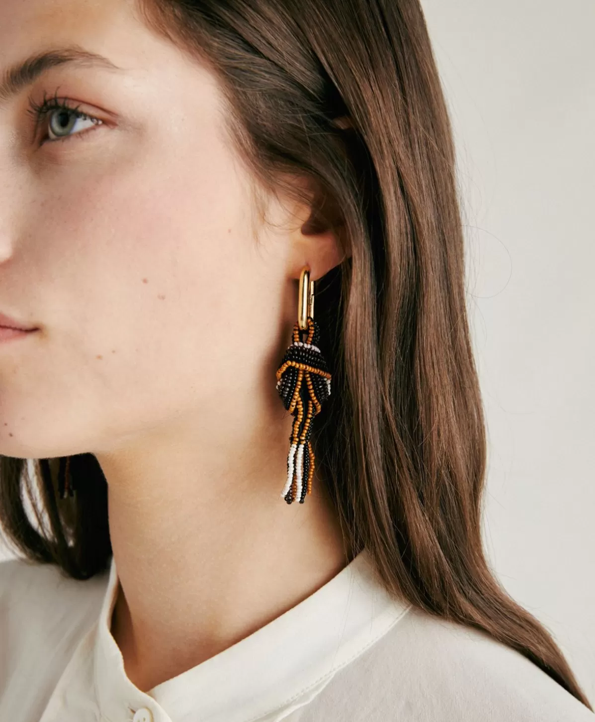 Bijoux-Momonì Orecchini Nodu Con Perline - Cacao Multicolor