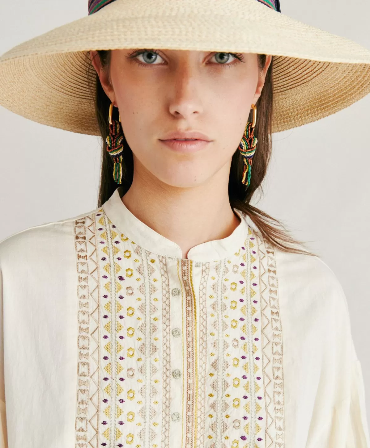 Bijoux-Momonì Orecchini Nodu Con Perline - Verde/Multicolor