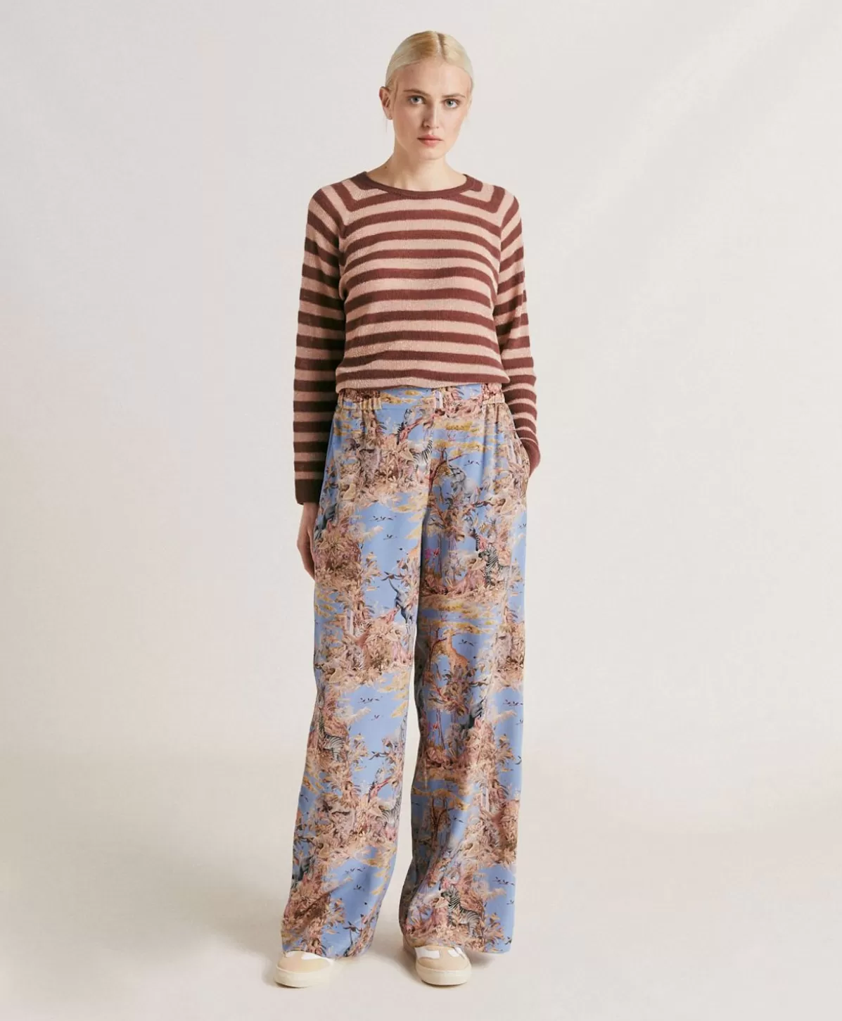 Pantaloni E Shorts-Momonì Pantaloni Baccarat In Crepe De Chine - Ceruleo Multicolor