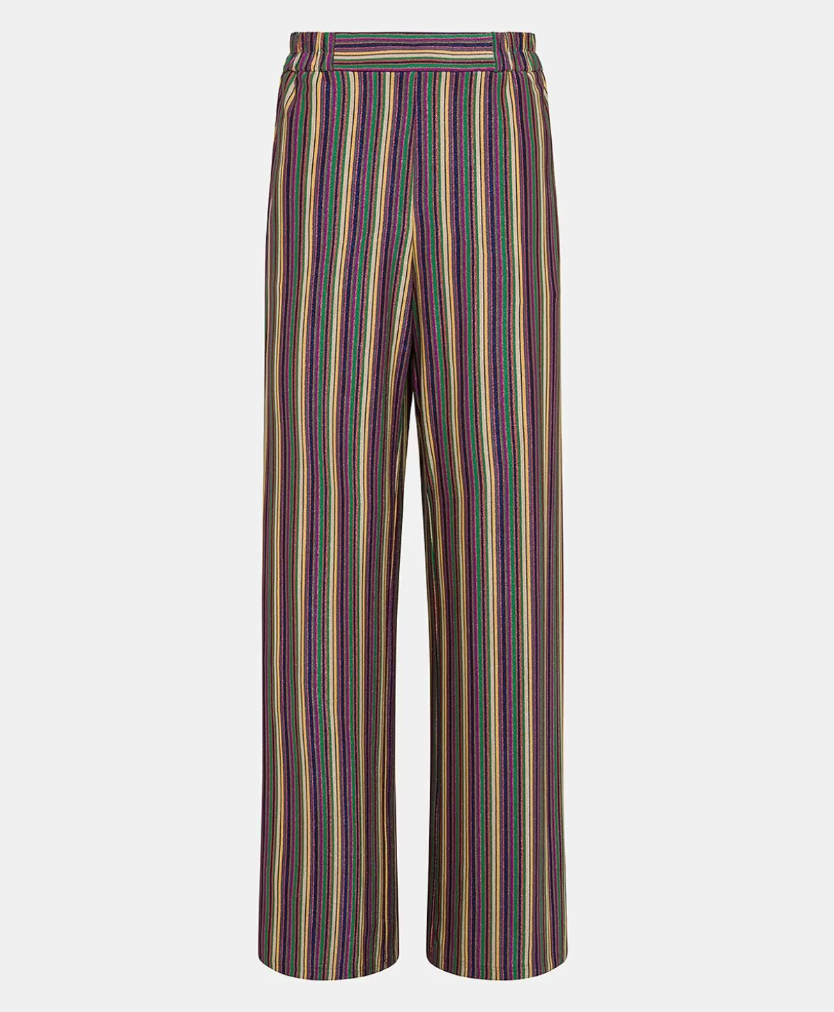 Pantaloni E Shorts-Momonì Pantaloni Baccarat In Jersey Lurex A Righe - Multicolor Verde