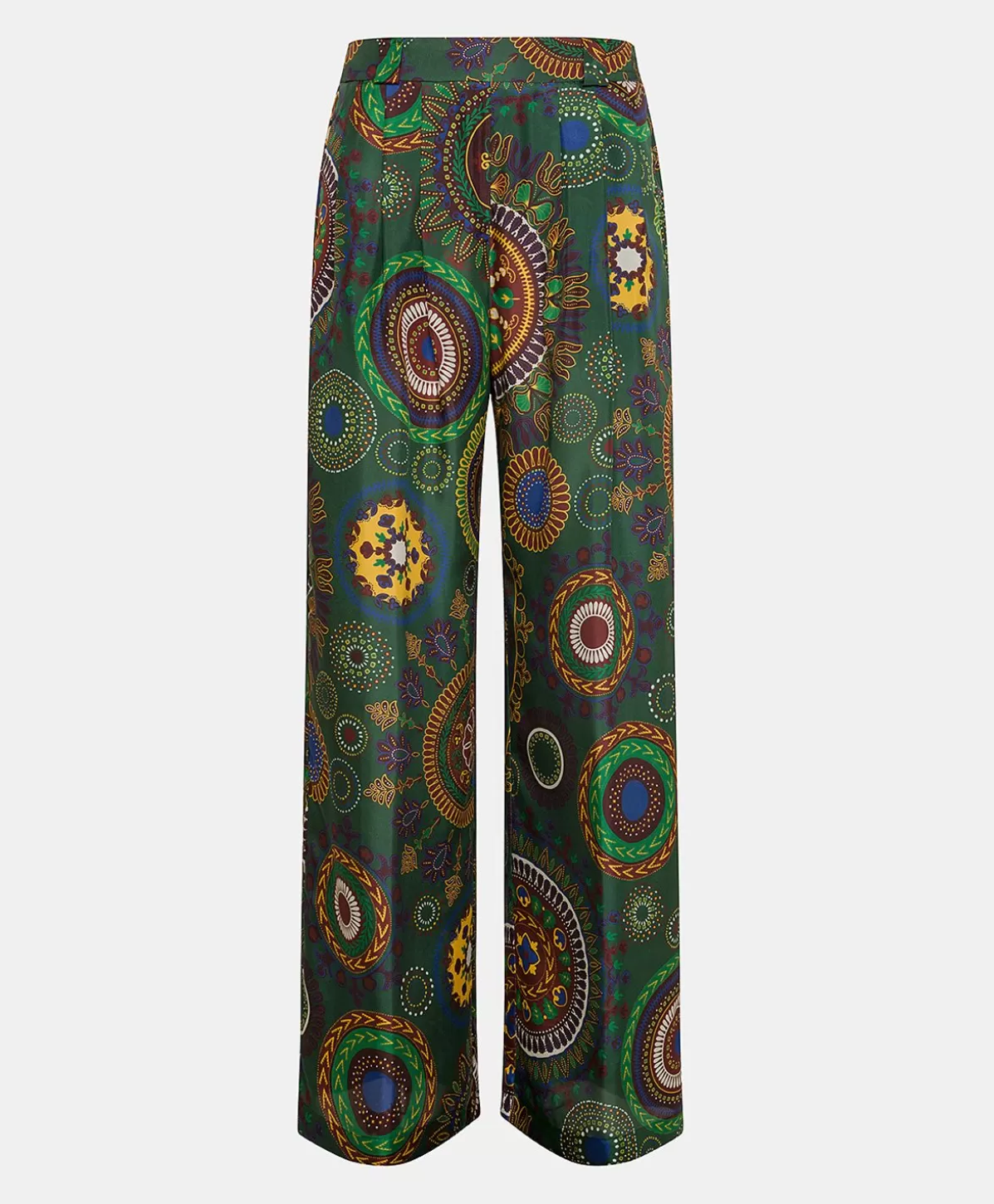 Pantaloni E Shorts-Momonì Pantaloni Lanzarote In Haboutai Di Seta - Verdone Multicolor