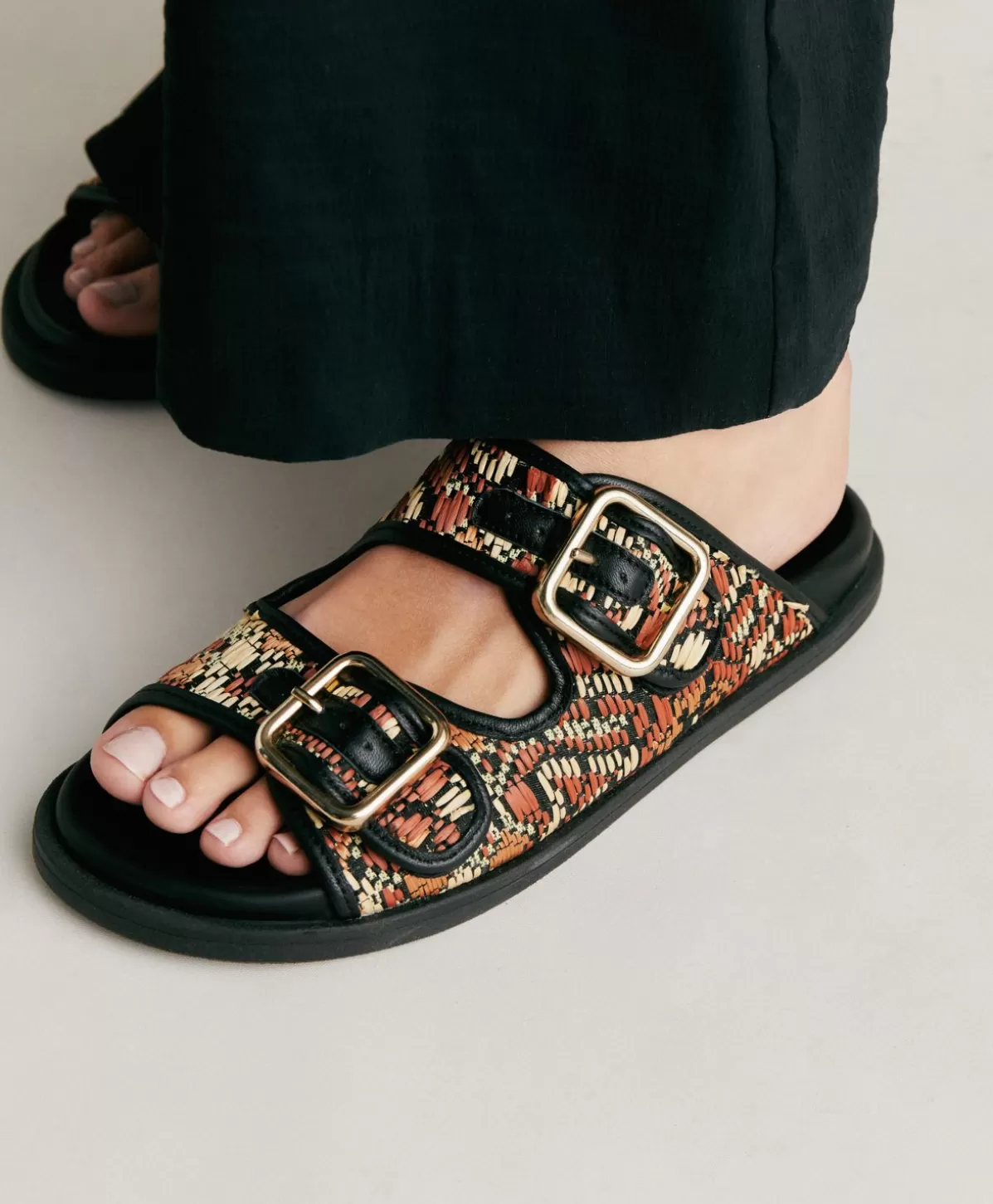 Scarpe-Momonì Sandali Chamorro Con Intreccio - Nero Multicolor
