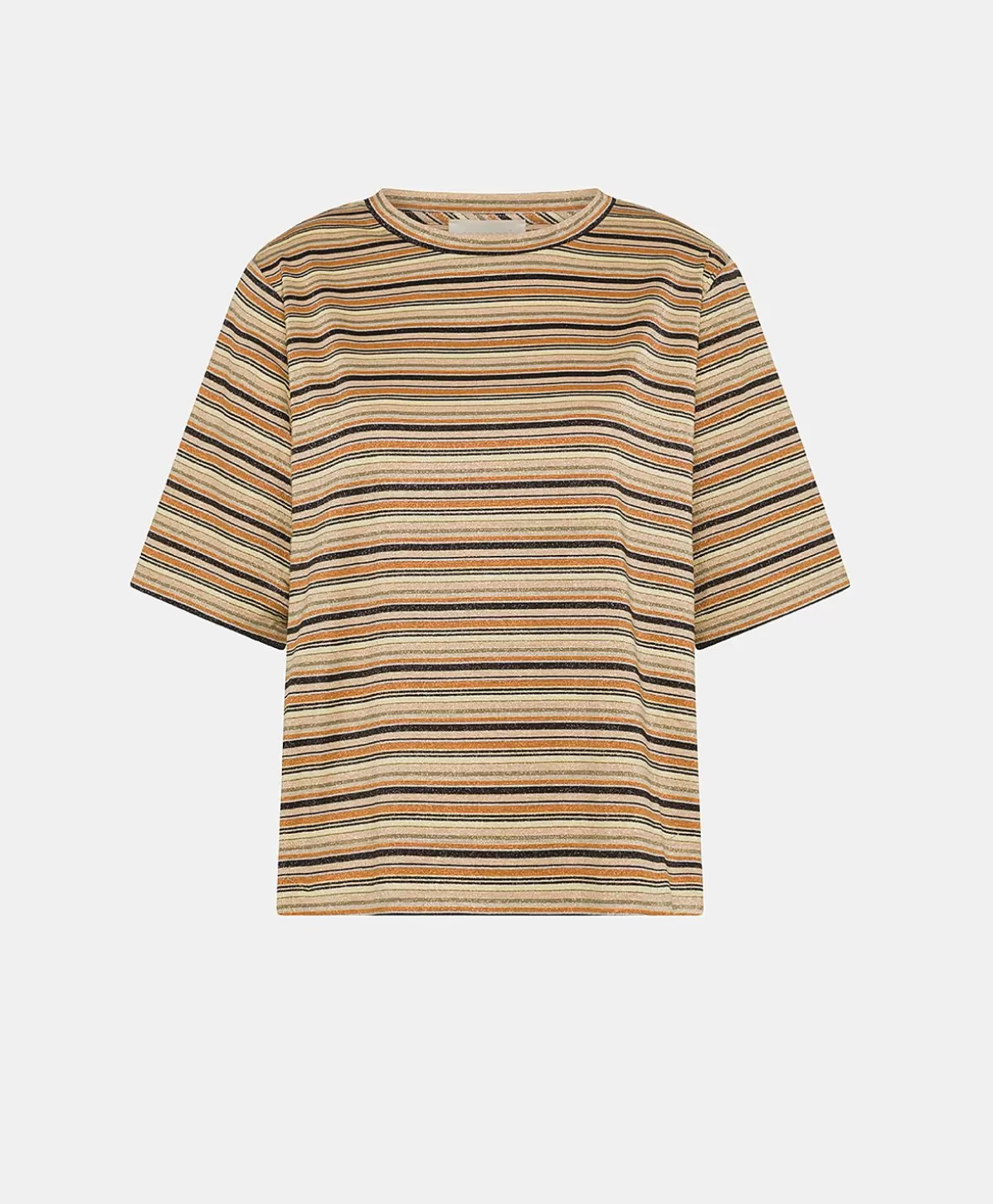 T-Shirts E Top-Momonì Thirt Iora In Jersey Lurex A Righe - Ruggine Multicolor