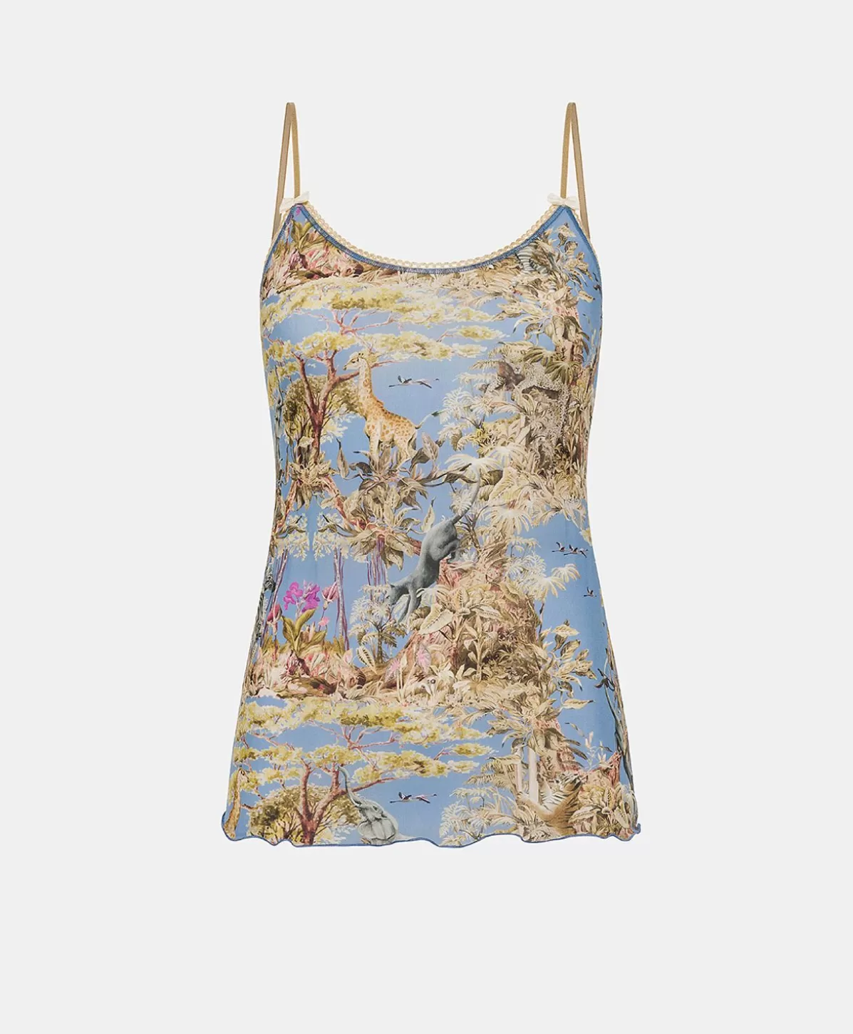 Body E Tute-Momonì Top Airelle In Nylon Stampato - Ceruleo Multicolor