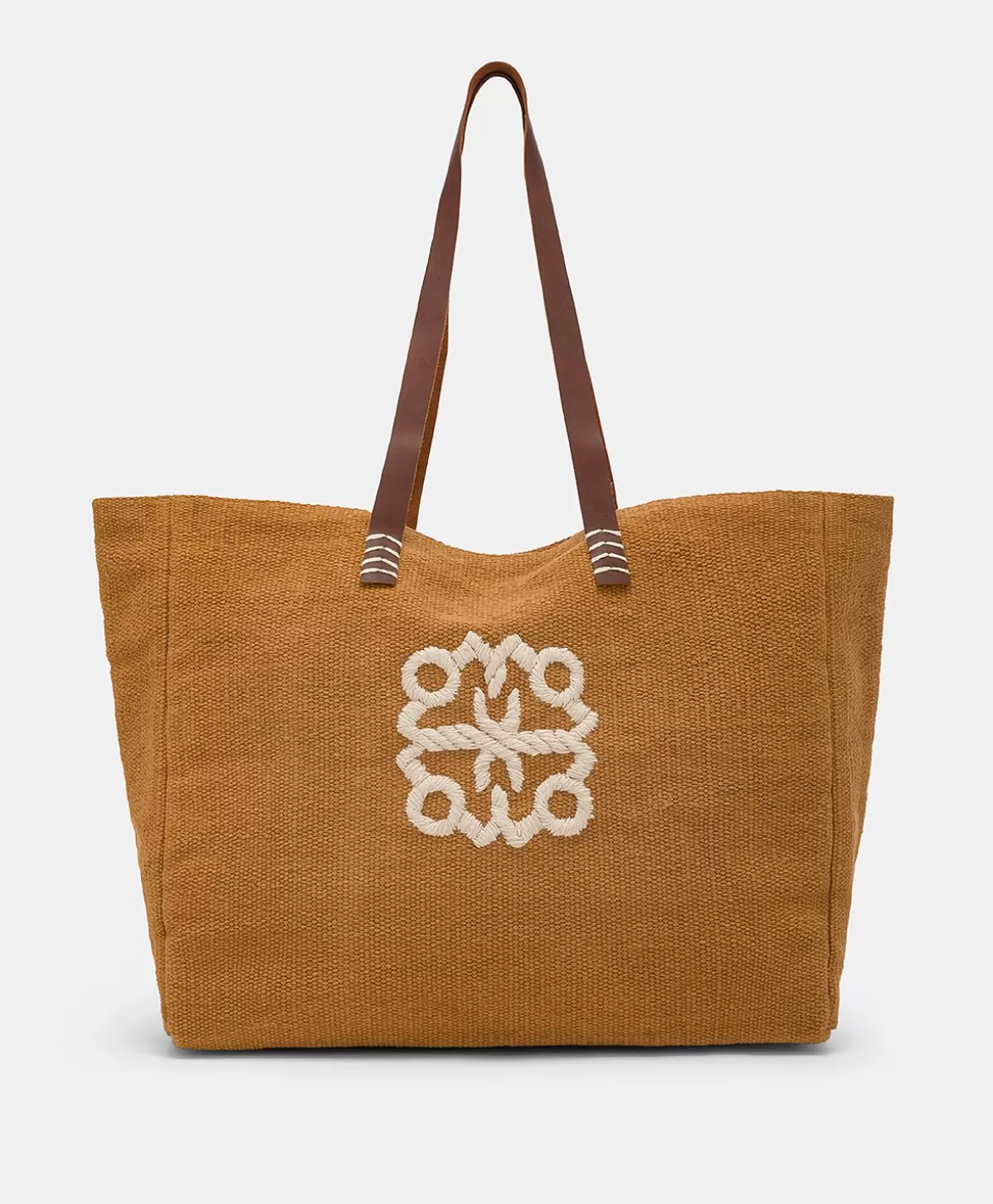 Borse E Pochette-Momonì Tote Bag Paraguan In Canvas Con Ricamo - Brandy