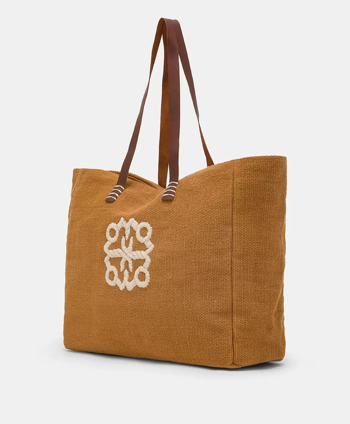 Borse E Pochette-Momonì Tote Bag Paraguan In Canvas Con Ricamo - Brandy