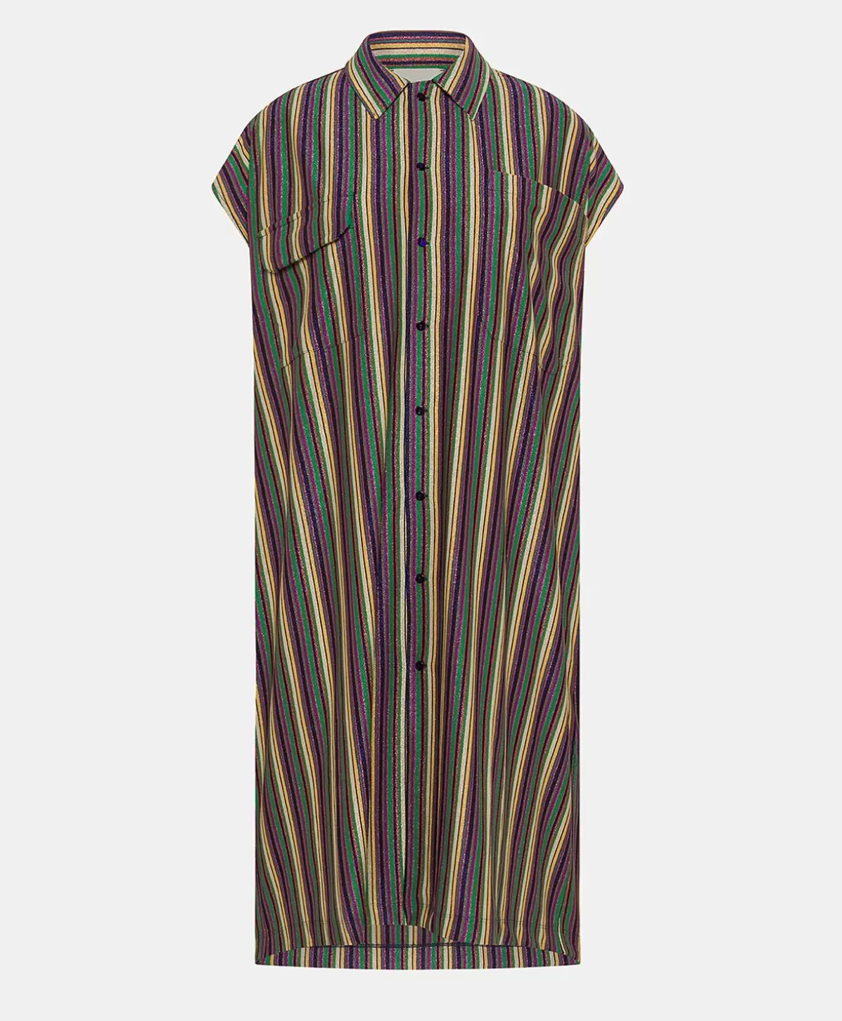 Vestiti-Momonì Vestito Colorado In Jersey Lurex A Righe - Multicolor Verde